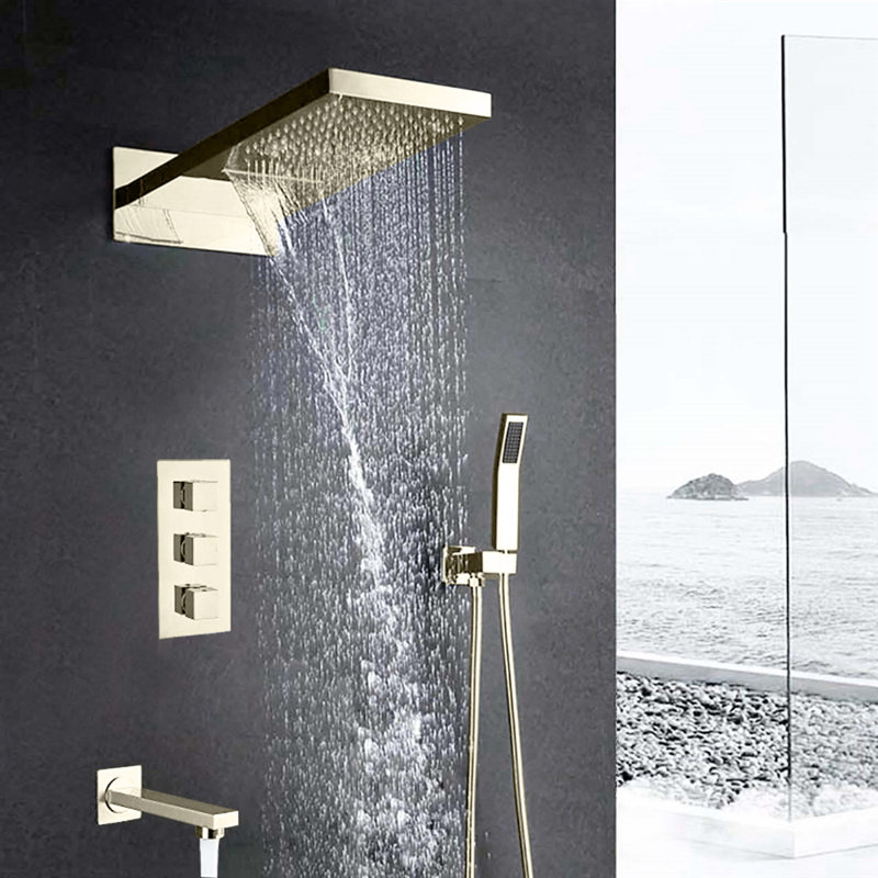 FontanaShowers Florence Wall Mount Waterfall Rainfall Volume Control